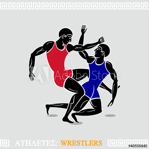 Greek Art Stylized Free Style Wrestlers 500x500 Greek Art Stylized Free Style Wrestlers