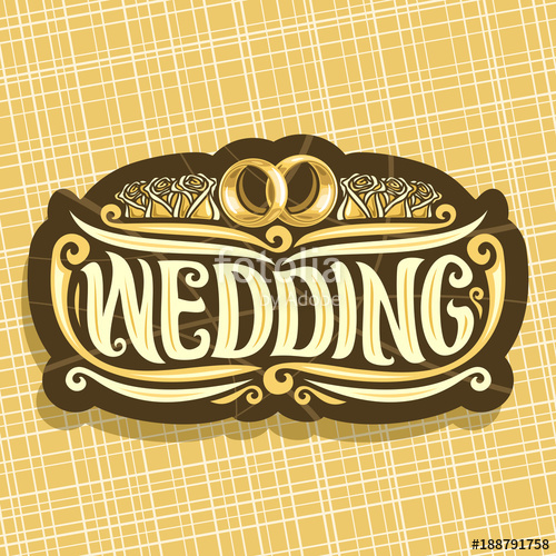 500x500 Vector Logo For Wedding, Cut Label With Pair Of Golden Shiny