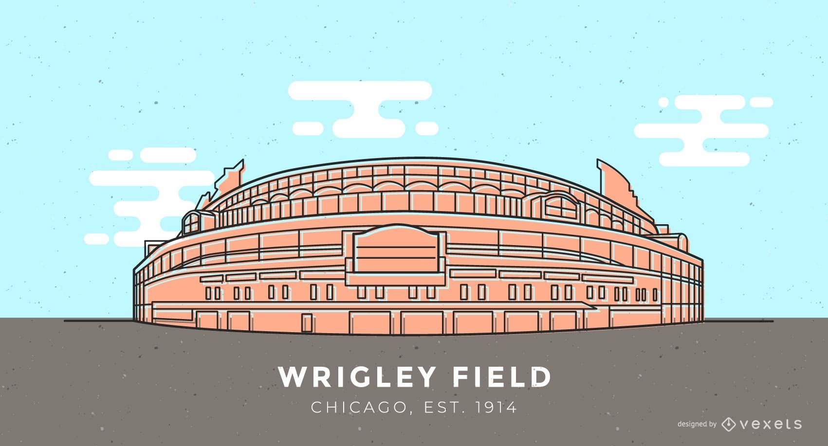 1701x917 Wrigley Field Baseball Stadium Illustration