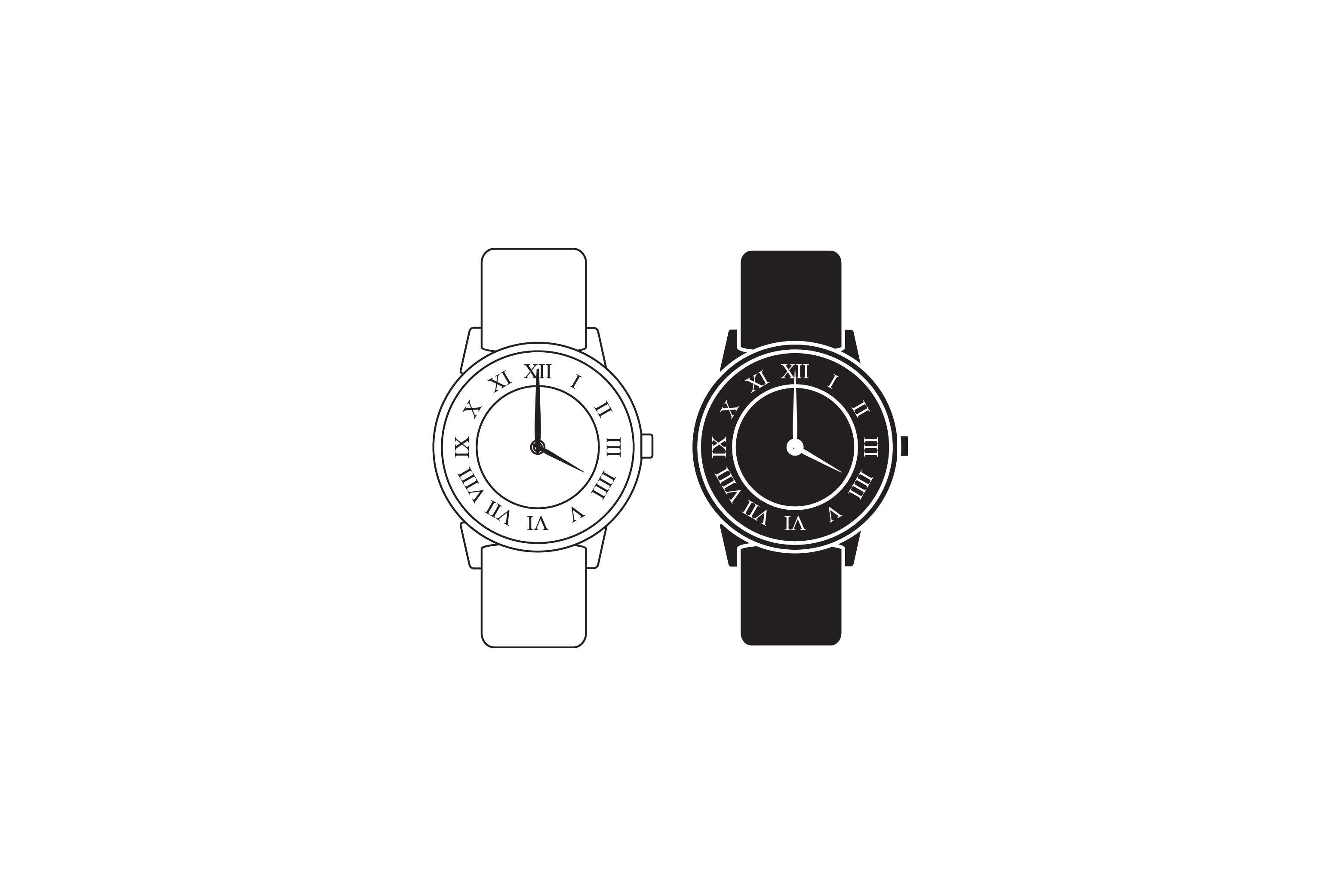 3125x2083 Black And White Watch Vector Icon Vector Icon Graphic