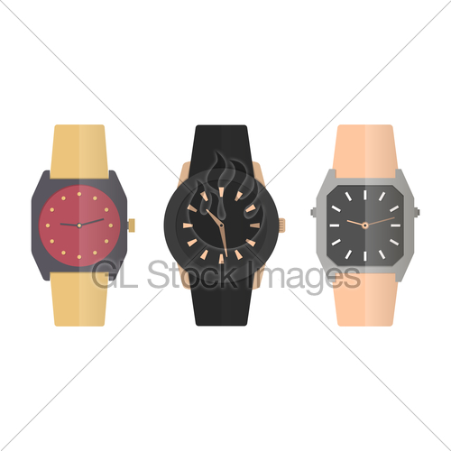 500x500 Icons Wrist Watches, Vector Illustration Gl Stock Images