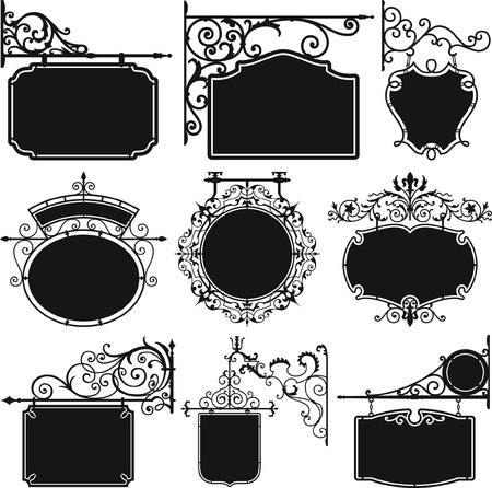 450x446 Wrought Iron Signage With L Lantern Vector Art Royalty Free
