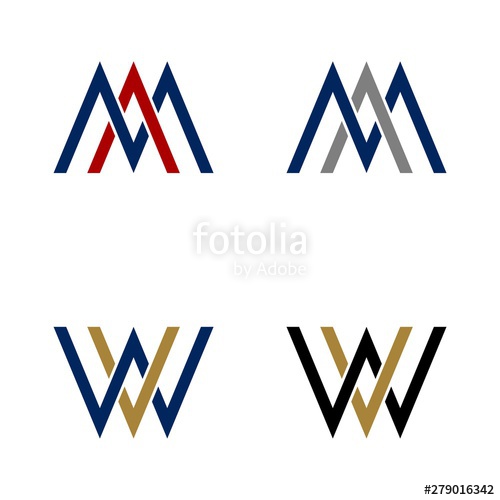 500x500 A M, M A, W V, V W Letter Logo Template Illustration Design