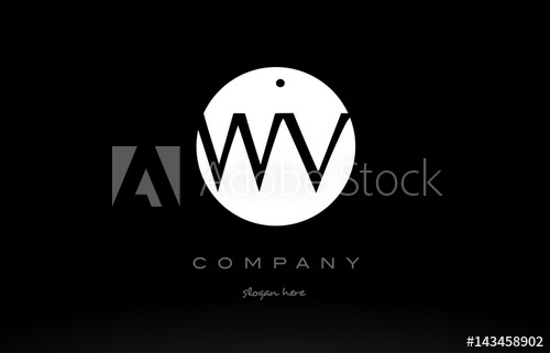 500x321 Wv W V Simple Black White Circle Alphabet Letter Logo Vector Icon