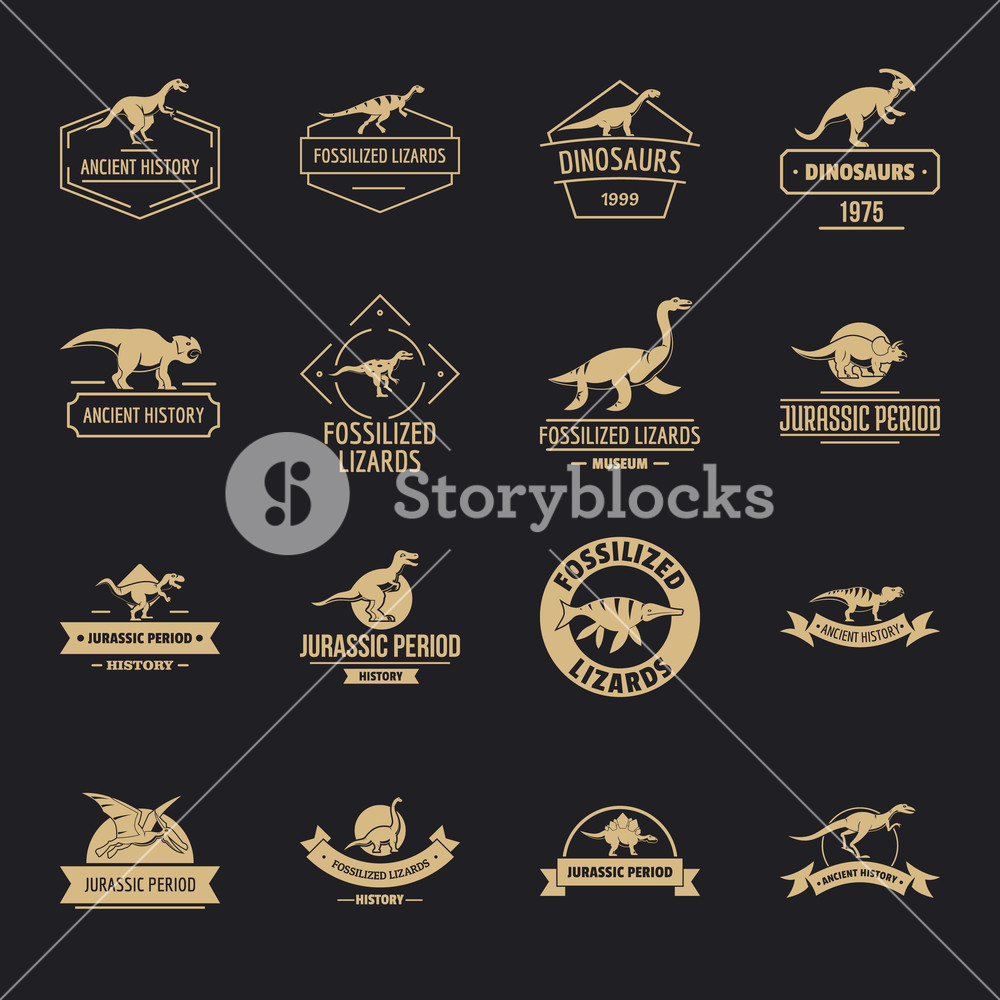 1000x1000 Dinosaur Logo Icons Set Simple Illustration Of Dinosaur Logo
