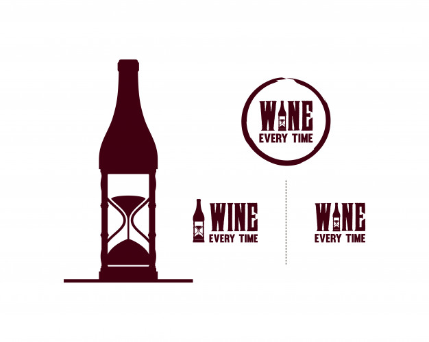 626x500 Wine Bottle With Hourglass Symbol Set Logo Vector Vector Premium