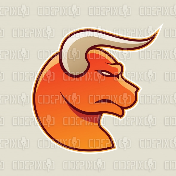 590x590 Orange Cartoon Bull Icon Vector Illustration Cidepix