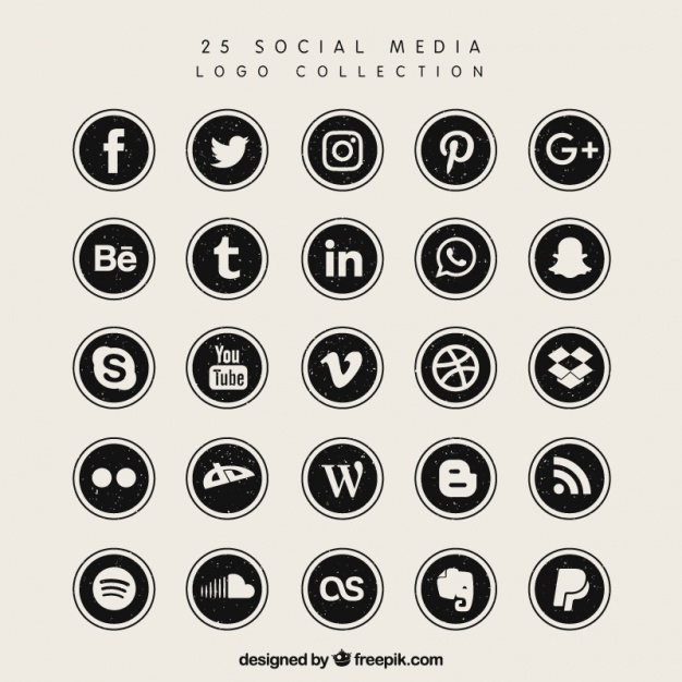 626x626 Black Social Media Logo Collection Vector Free Download