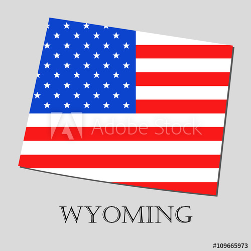 500x500 Map State Of Wyoming In American Flag