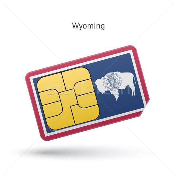 600x600 State Of Wyoming Phone Sim Card With Flag Vector Illustration