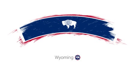450x226 Flag Of Wyoming State In Rounded Grunge Brush Stroke Vector