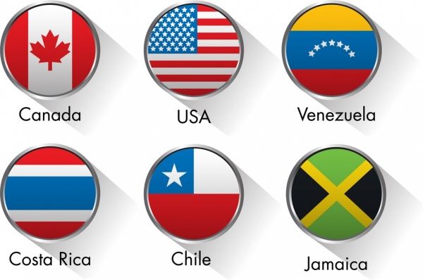 600x398 America Flag Icons Collection Colored Round Flat Design Flags