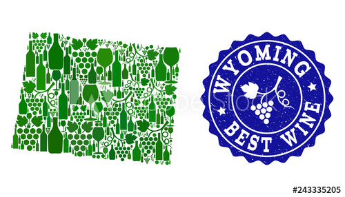 500x286 Vector Collage Of Wine Map Of Wyoming State And Best Grape Wine