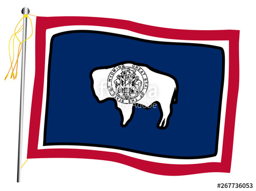 500x373 Wyoming State Waving Flag And Flagpole Stock Image And Royalty