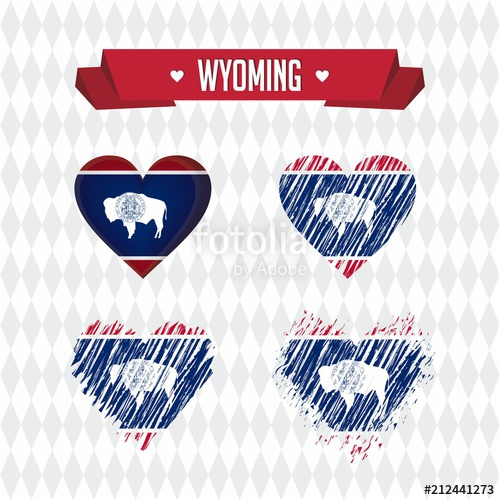 500x500 Wyoming Heart With Flag Inside Grunge Vector Graphic Symbols
