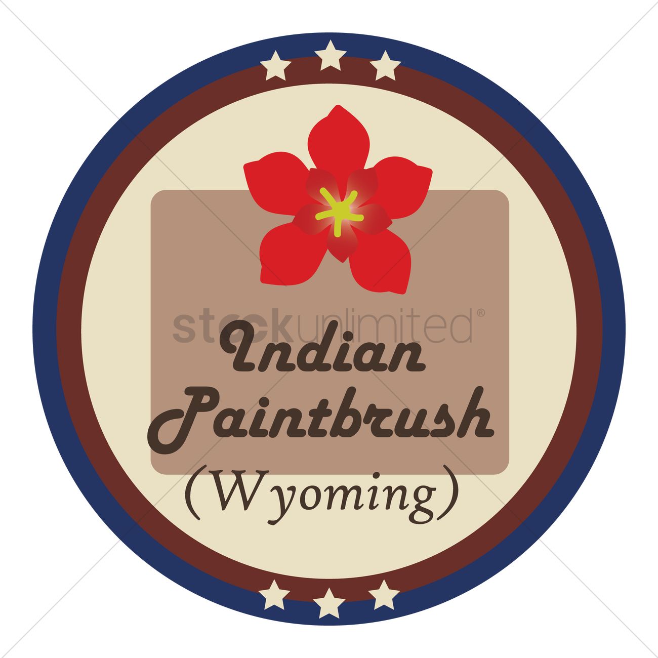 1300x1300 Wyoming State With Indian Paintbrush Flower Vector Image