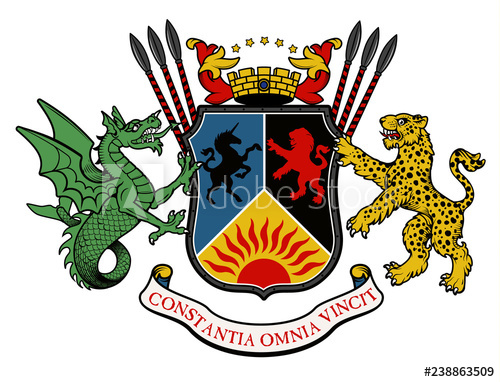 500x382 Vector Heraldic Illustration In Vintage Style With Shield, Crown