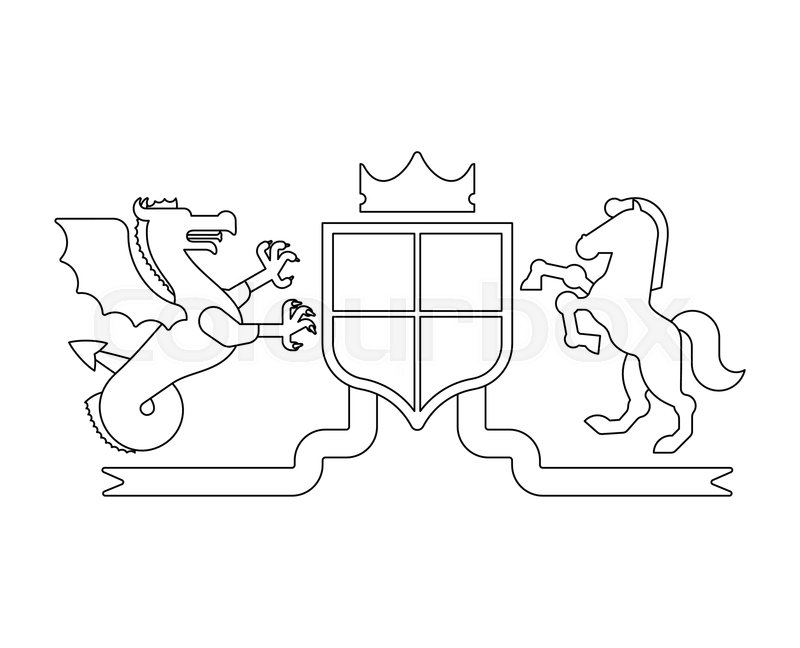 800x648 Heraldic Shield Wyvern And Horse And Stock Vector Colourbox