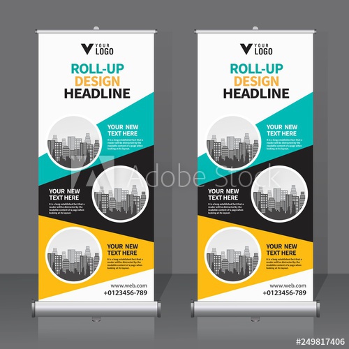 500x500 Roll Up Banner Design Template, Vertical, Abstract Background