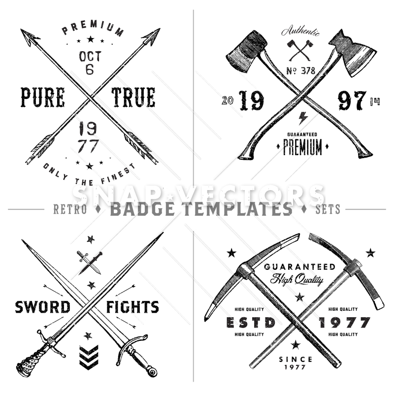 800x800 Vector Retro X Badge And Vintage Hipster Logo Template Set