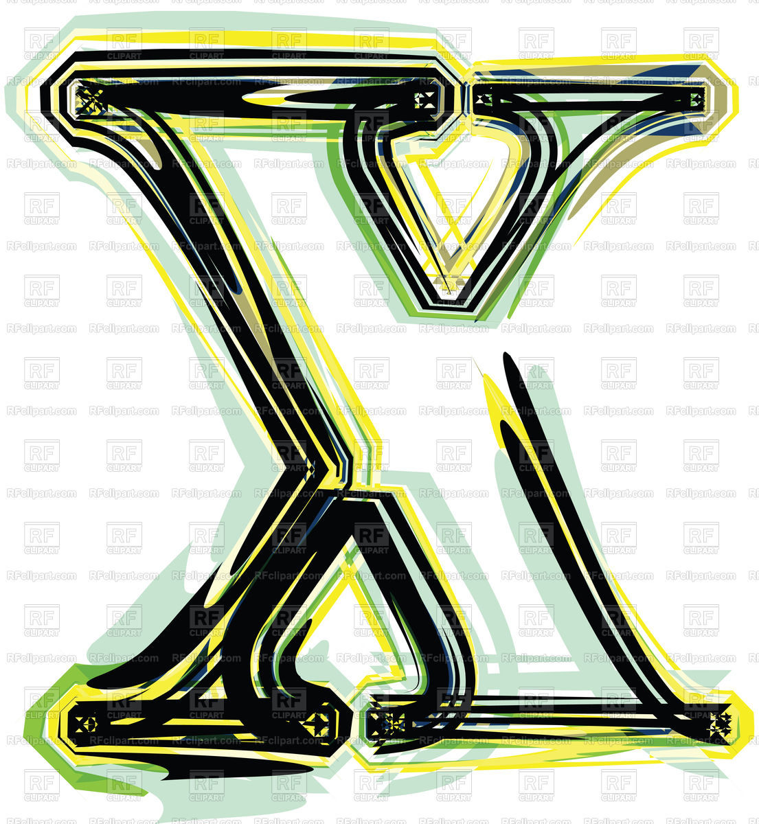 1105x1200 Organic Font Illustration Letter X Vector Image Of Fonts Type