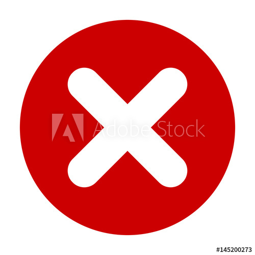 500x500 Flat Round X Mark Red Icon, Button Cross Symbol Isolated On White