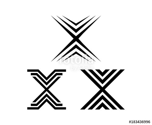 500x413 Line Art Triple Initial Letter X Symbol Logo Set Stock Image