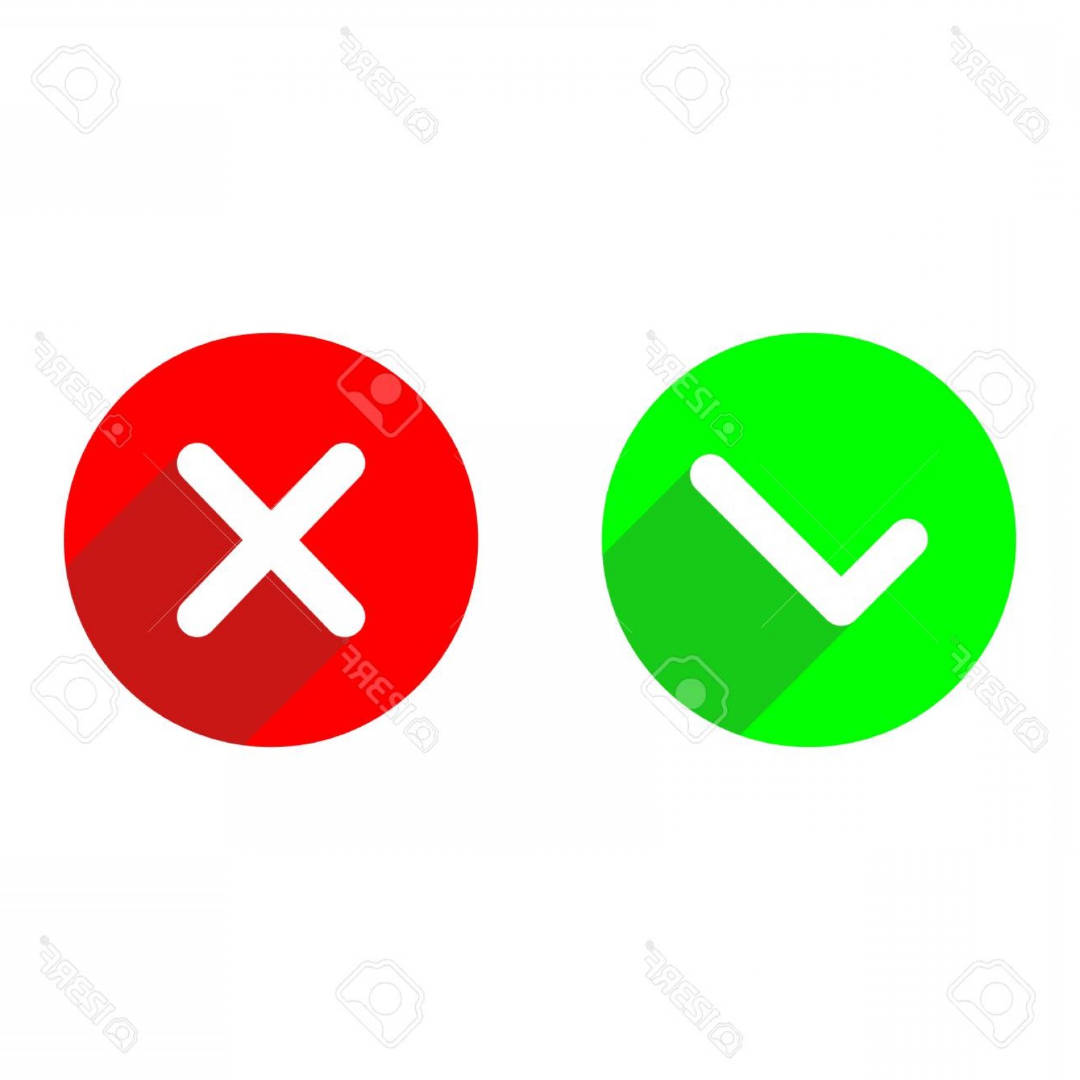1560x1560 Photostock Vector Green Checkmark Ok And Red X Flat Vector Icons