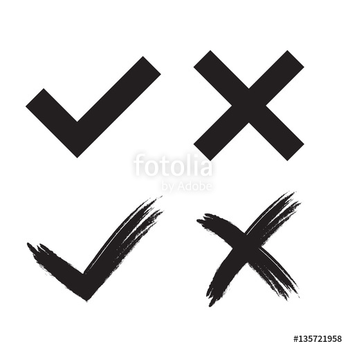 500x500 Tick And Cross Grunge And Simple Signs Black Checkmark Ok And X