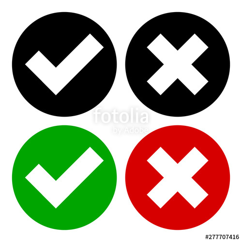 500x500 Check Mark And X Mark Tick Symbol Mark Button Icon Vector Sign