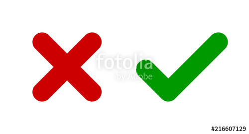 500x270 Cross Check Mark Icons X And V Symbols Icon Set Stock Image