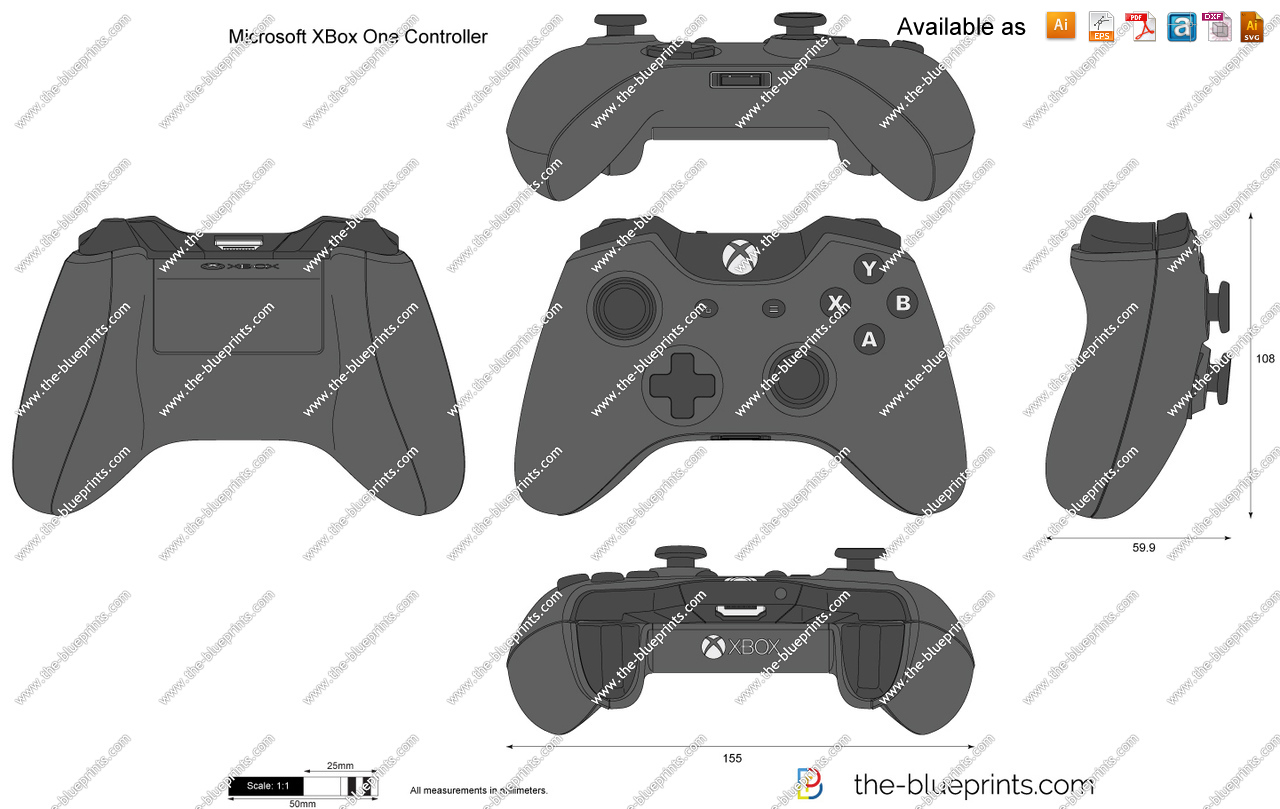 1280x809 Microsoft Xbox One Controller Vector Drawing