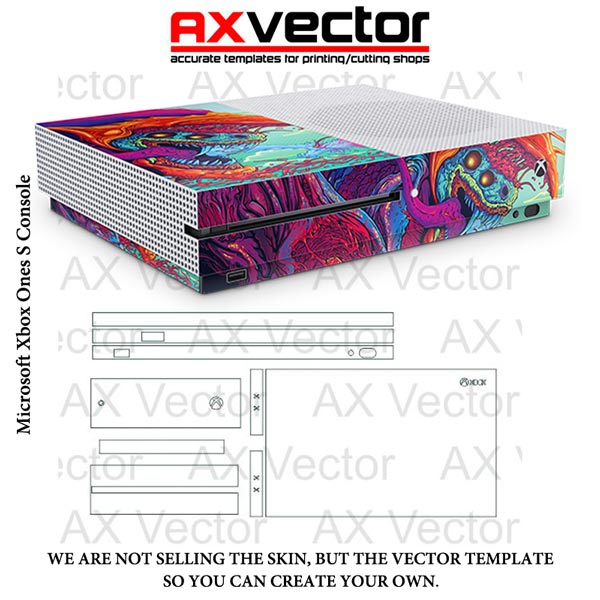 600x600 Xbox One S Console Template, Contour Vector Template