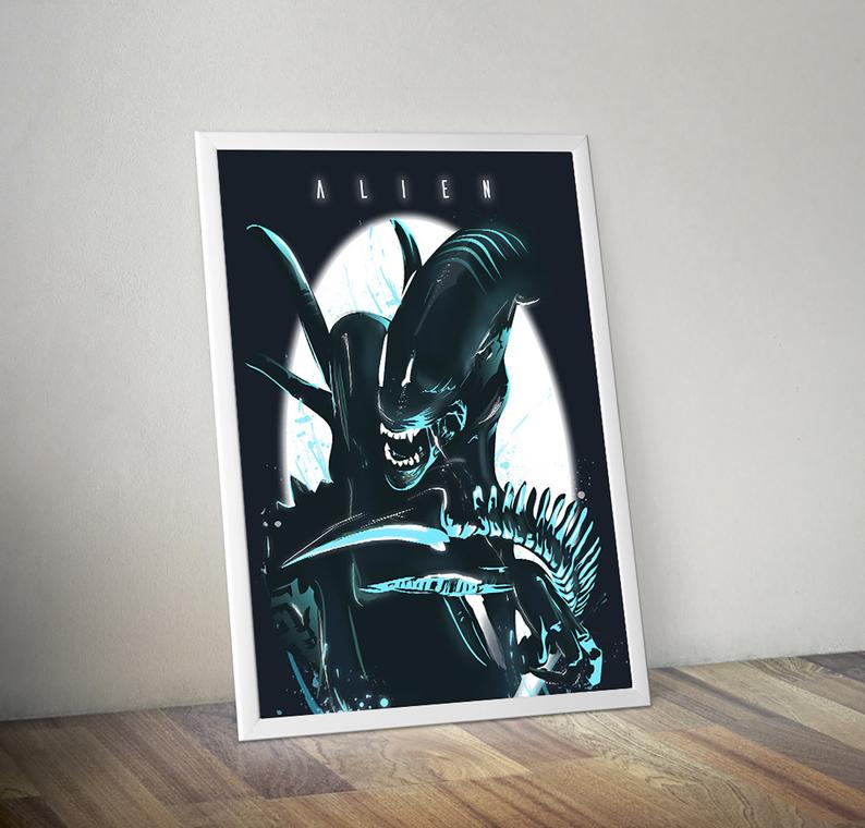 794x760 Alien Print Alternative Fan Illustration Movie Gift Retro Art Etsy