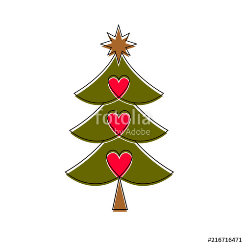 500x500 Christmas Tree Silhouette With Decorations Stock Image