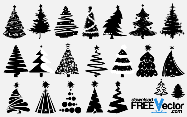 600x375 Free Vector Christmas Tree Silhouettes Christmas Christmas