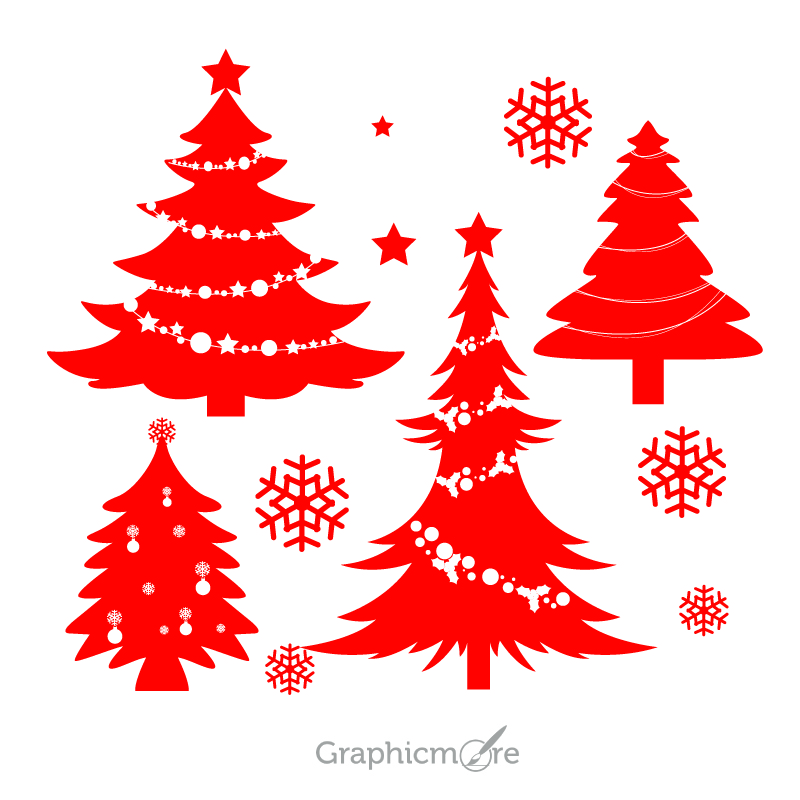 800x800 Christmas Tree Silhouette Design Free Vector Download