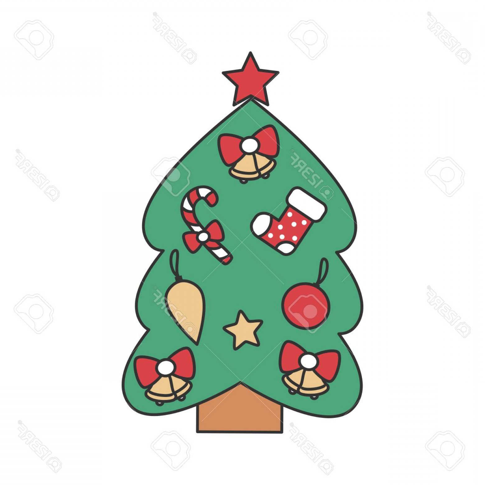 1560x1560 Photostock Vector Cute Cartoon Christmas Tree Vector Illustration