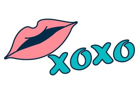 450x305 Vector Illustration Of Lovely Lips Lettering Xoxo Isolated
