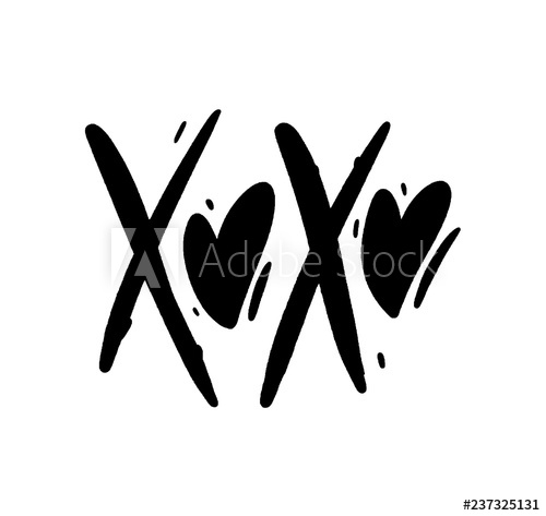 500x473 Xoxo Phrase Vector Lettering Modern Brush Calligraphy Romantic