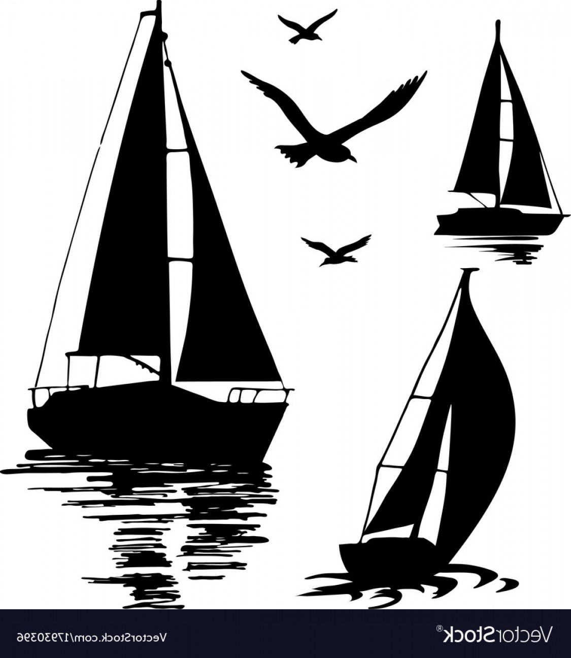 1125x1296 Silhouette Of A Sailing Boat On A White Vector Soidergi