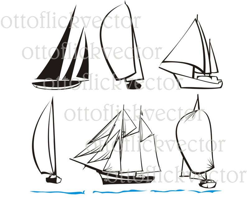 794x638 Yacht Boat Sail Vector Silhouette Vector Cliparts Etsy