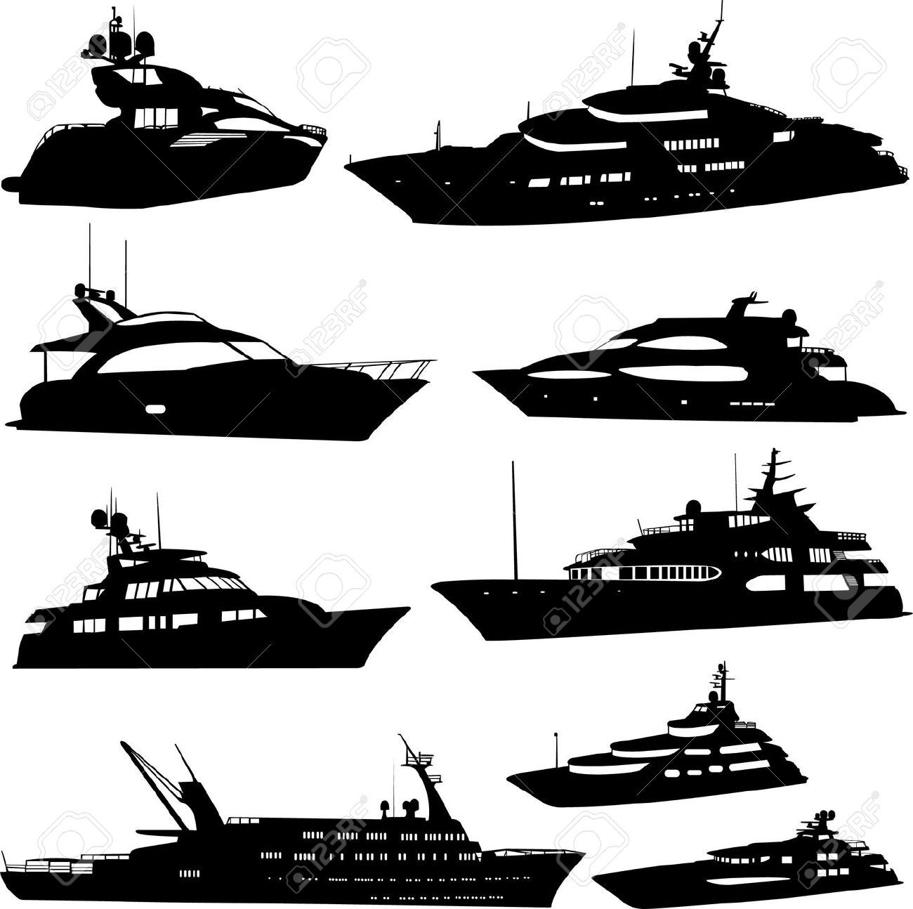 1300x1294 Luxury Yacht Silhouette