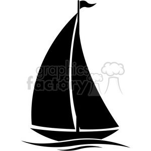 300x300 Sailboat Silhouette In Water With Flag Clipart Royalty Free