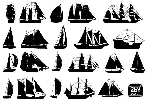 600x410 Free Vector Sailboat Silhouettes