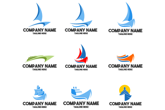 580x386 Ships Boat Yacht Vector Logo Set Graphic