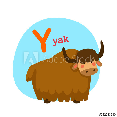 500x500 Illustration Isolated Alphabet Letter Y Yak Vector Illustration