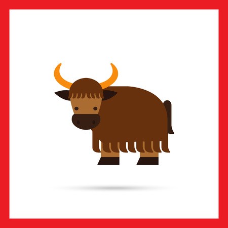 450x450 Multicolored Vector Icon Of Brown Cartoon Yak Royalty Free Vector