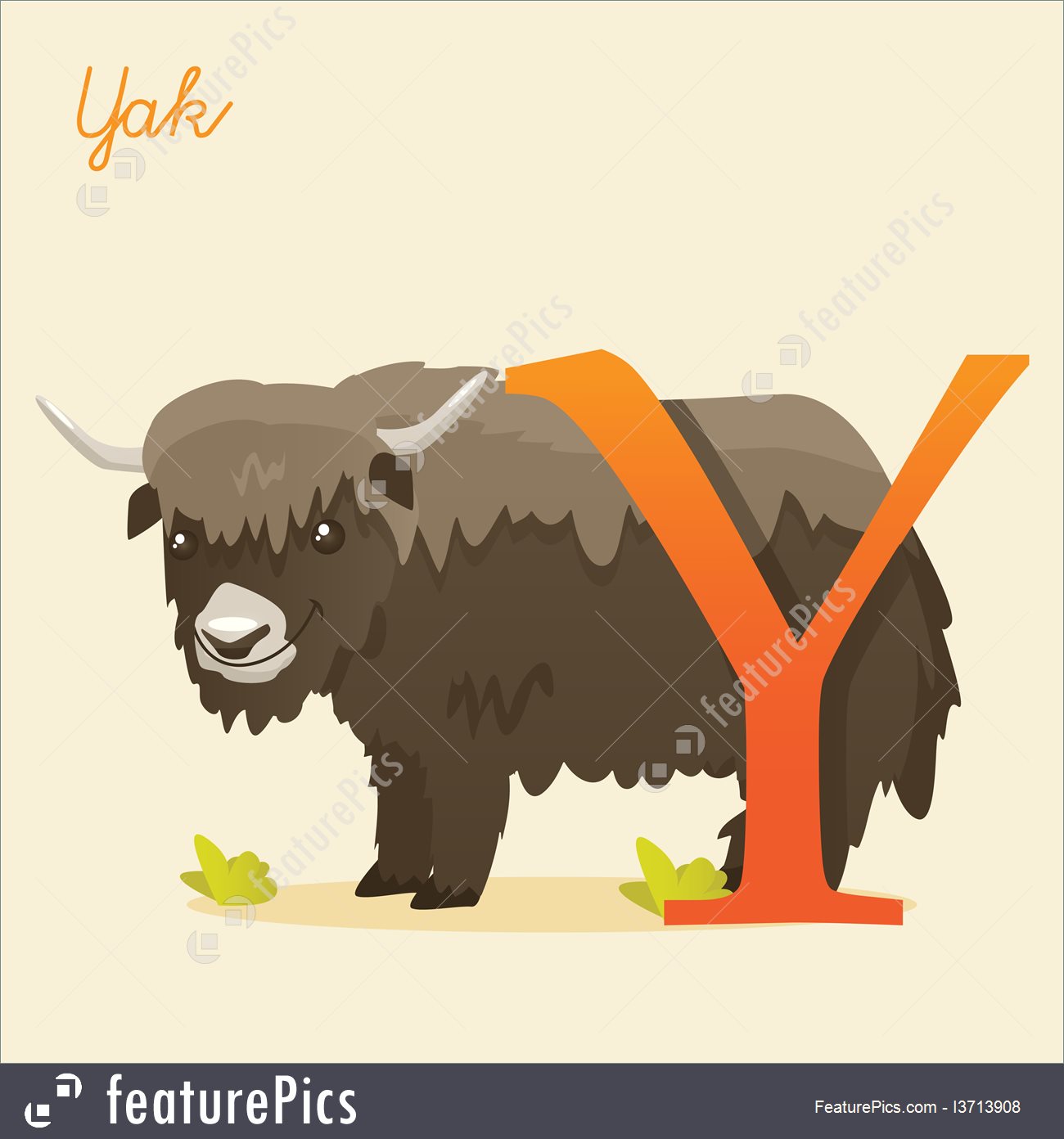 1300x1392 Animal Alphabet With Yak Illustration