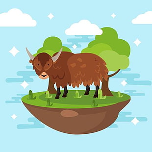 310x310 Flat Mountain Yak Cartoon Vector Free Graphics Uihere
